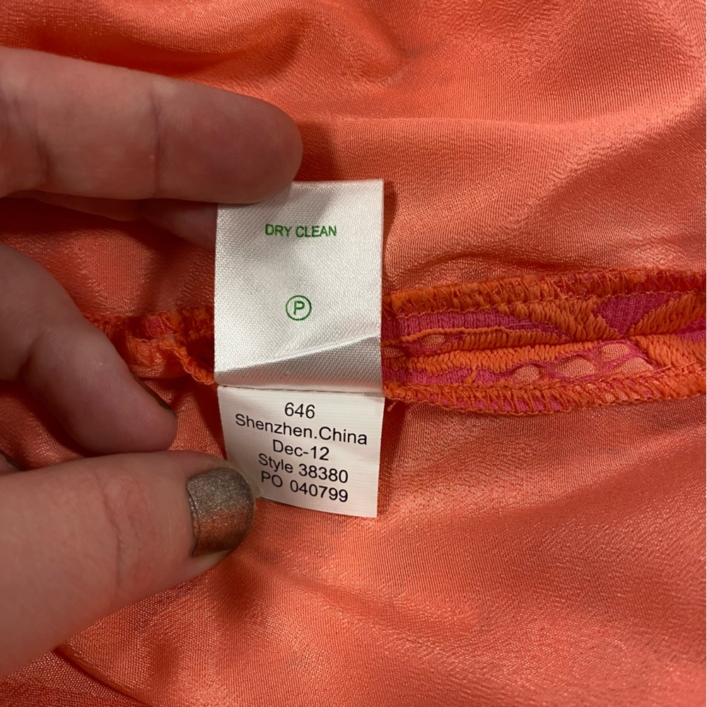 🪸 8 Lilly Pulitzer Rosaline Dress Lace Lined V Neck Pink and Orange Coral - Picture 10 of 11